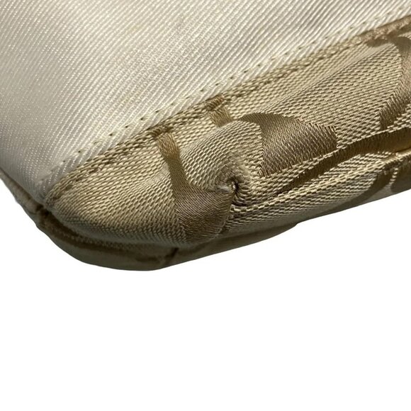 Auth COACH Signature Striped Tote F19046 Beige Cream Jacquard Patent Leather - Picture 11 of 16